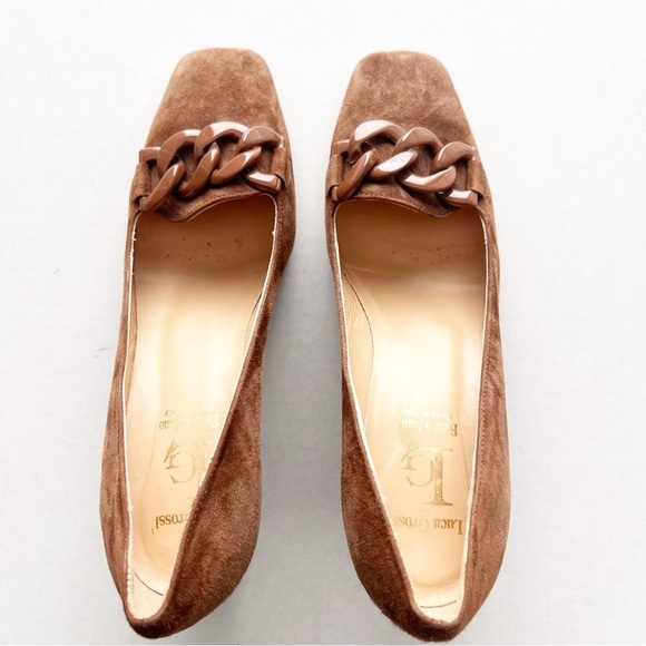 Luca Grossi Diana Heels Closed Toe Shoes Neutral Camel Brown Color Chain 38 - Picture 8 of 11